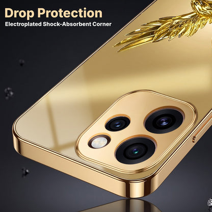 Oppo Reno 15 Pro Mini 5G Golden Eagle Gold Electroplated Glass Phone Back Case