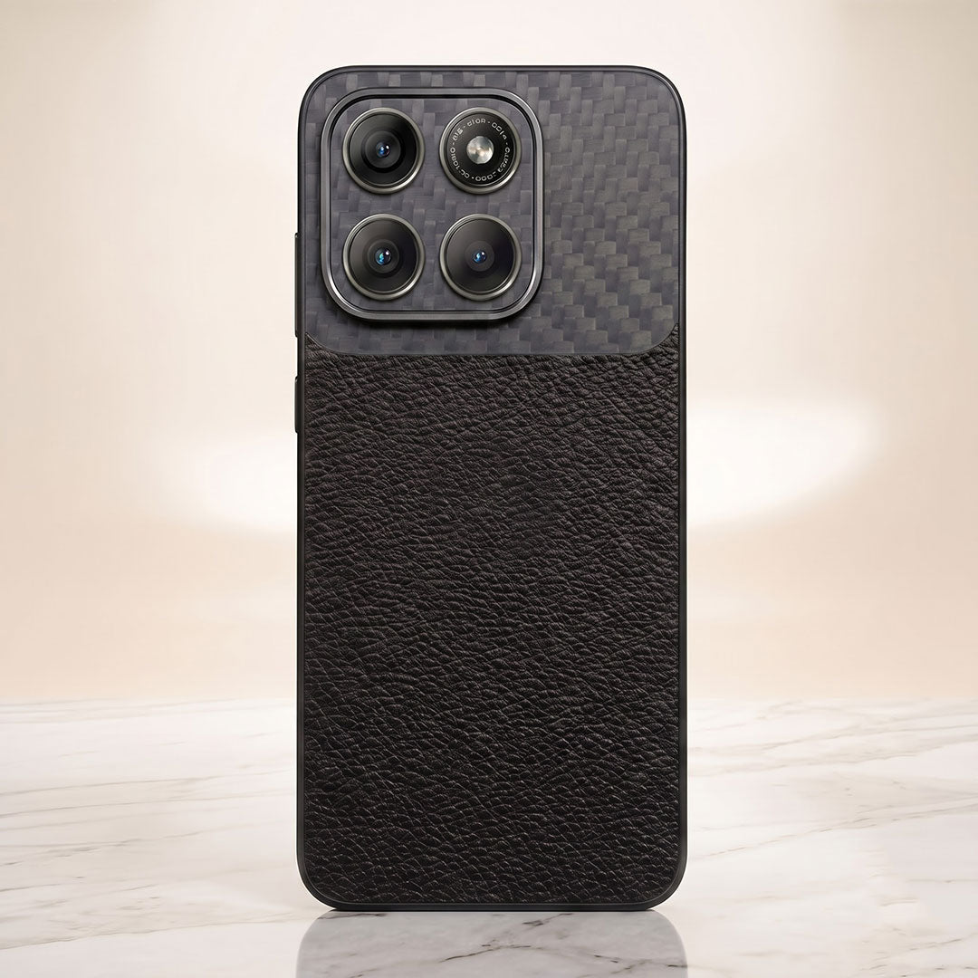 Motorola Edge 60 Pro 5G Carbon Fiber Leather Hybrid Phone Case