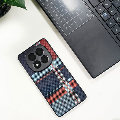 Redmi Note 14 Pro 5G Luxury Grid Pattern Glass Back Shockproof Case blue