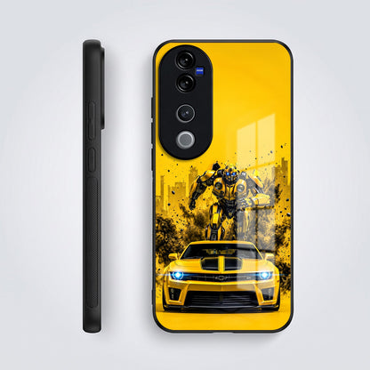 Vivo V40 Pro 5G Yellow Transformers Car Acrylic Glass Back Case
