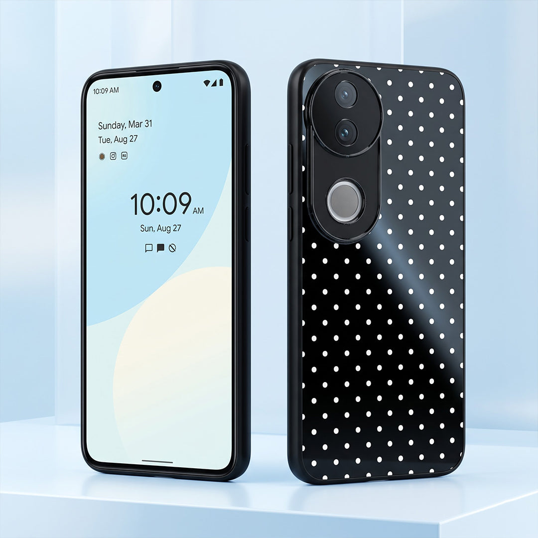 Vivo V50 5G Aesthetic Black & White Polka Dot Acrylic Back Cover