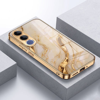 Vivo V70 FE 5G Marvel Texture Gold Electroplated Glass Phone Back Case