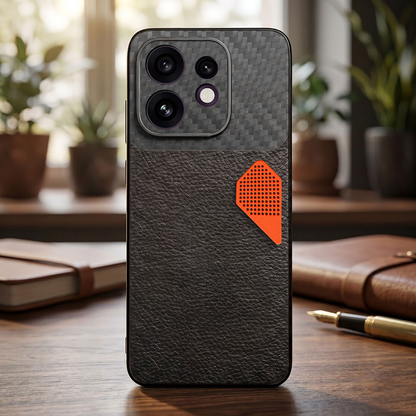 Oppo Reno 16 5G Carbon Fiber Heat Dissipation Leather Hybrid Phone Case