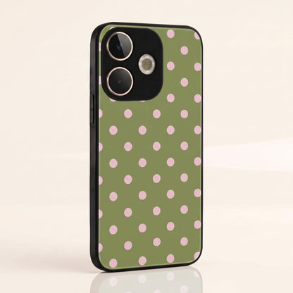 Oppo A5 Pro 5G Elegant Olive Green Pink Polka Dot Acrylic Back Cover