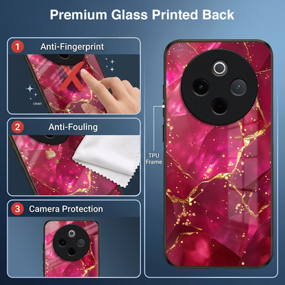 Vivo T4 5G Luxury Crimson Marble Acrylic Glass Back Case