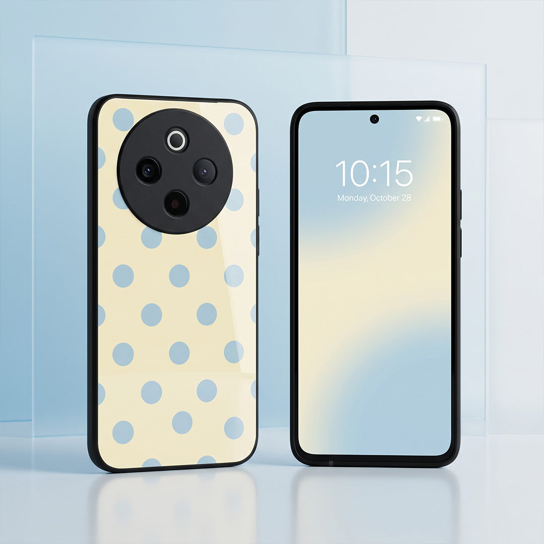 Vivo T4 5G Elegant Cream Blue Polka Dot Acrylic Back Cover
