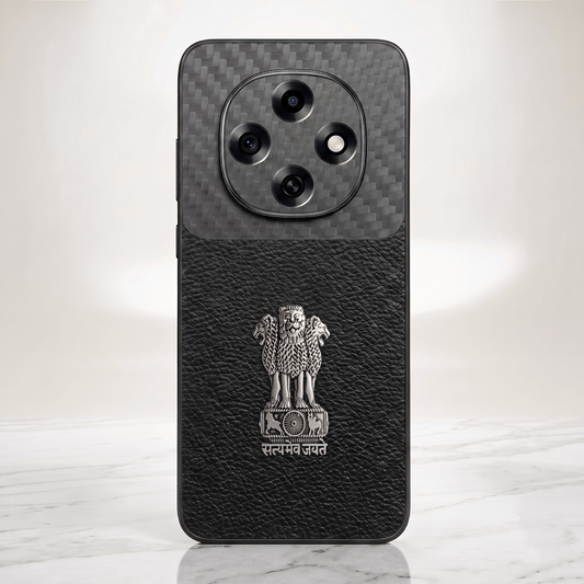 Oppo F31 Pro 5G Satyamev Jayate Carbon Fiber Leather Hybrid Phone Case