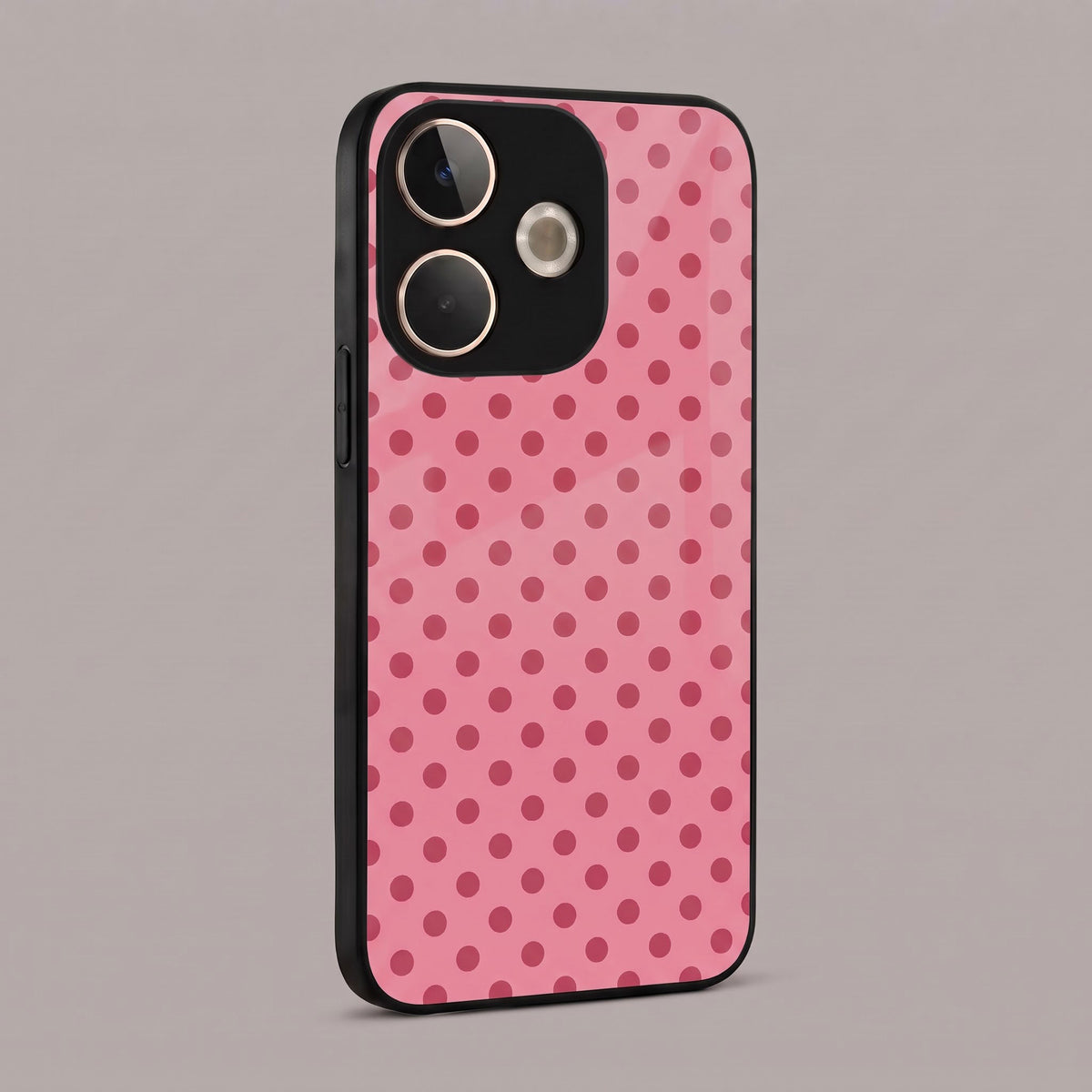 Oppo A5 Pro 5G Aesthetic Pink & Rose Polka Dot Acrylic Back Cover