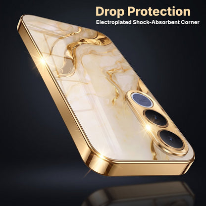 Vivo V70 FE 5G Marvel Texture Gold Electroplated Glass Phone Back Case