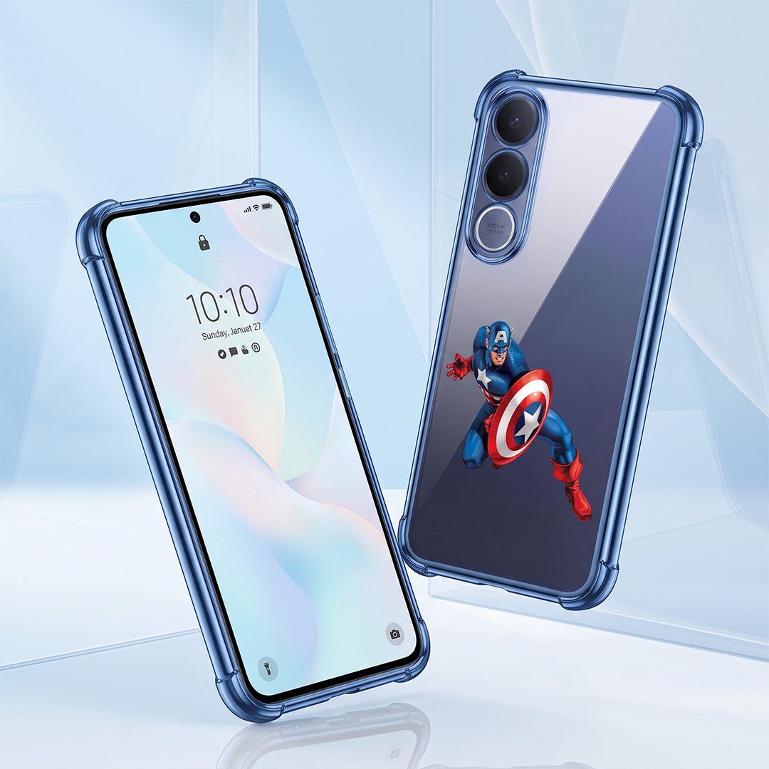 Vivo V70 FE 5G Premium 3D Spot UV Captain America Sticker Shockproof Airbags Case