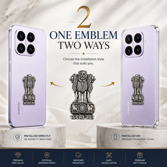 Xiaomi 17T 5G Compatible Satyamev Jayate 3D Metal Emblem Sticker