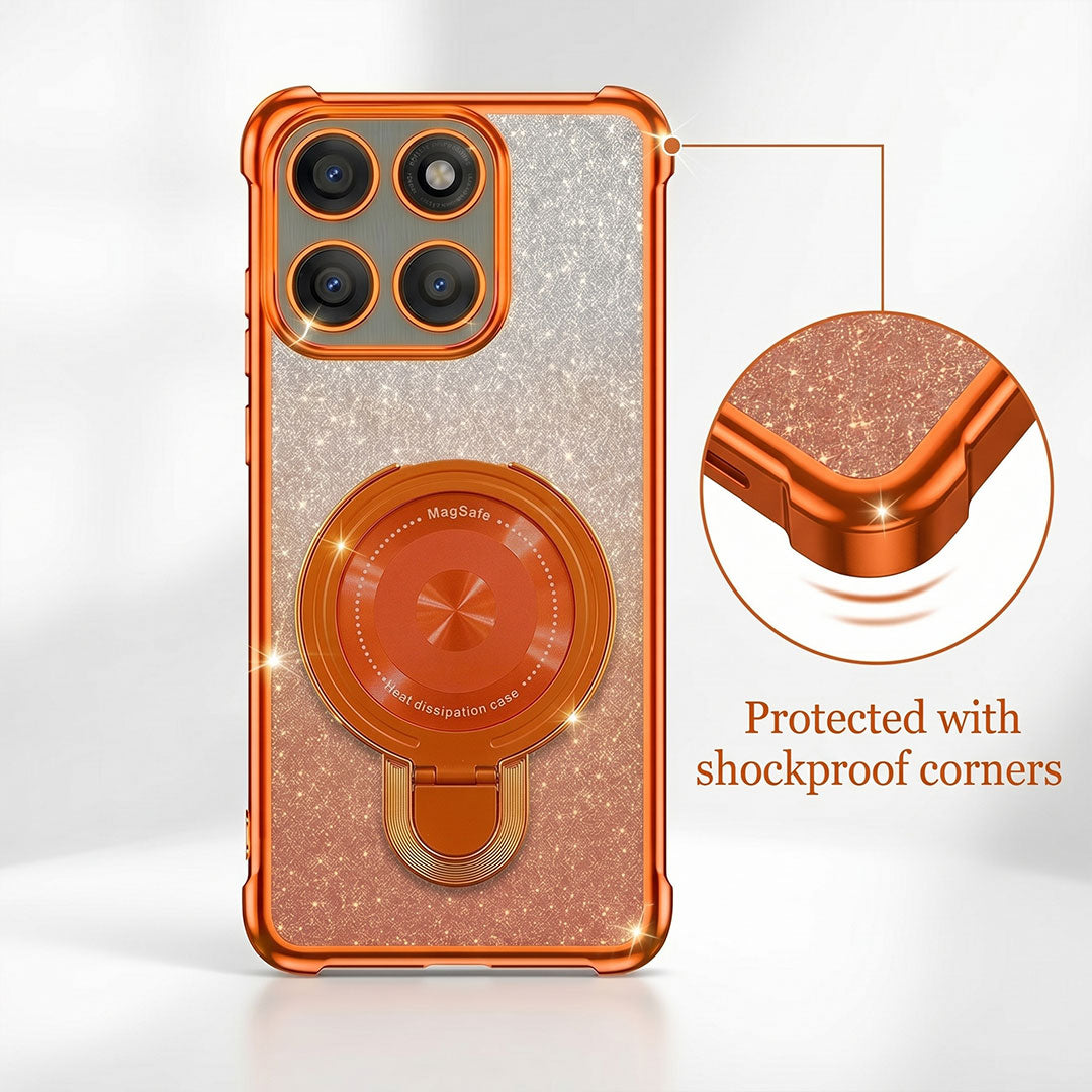 Motorola Edge 60 Pro 5G Invincible Bracket Ring Stand Shimmer Airbag Cosmic Orange Case