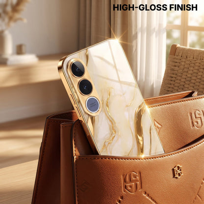 Vivo V70 FE 5G Marvel Texture Gold Electroplated Glass Phone Back Case