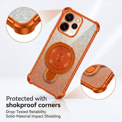 Oppo Reno 15 Pro Mini 5G Invincible Bracket Ring Stand Shimmer Airbag Cosmic Orange Case