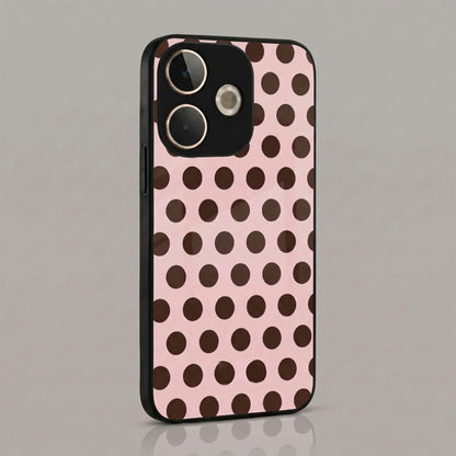 Oppo A5 Pro 5G Aesthetic Pink & Dark Brown Polka Dot Acrylic Back Cover