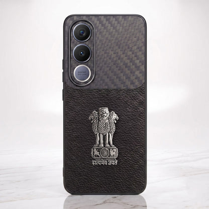 Vivo V70 FE 5G Satyamev Jayate Carbon Fiber Leather Hybrid Phone Case