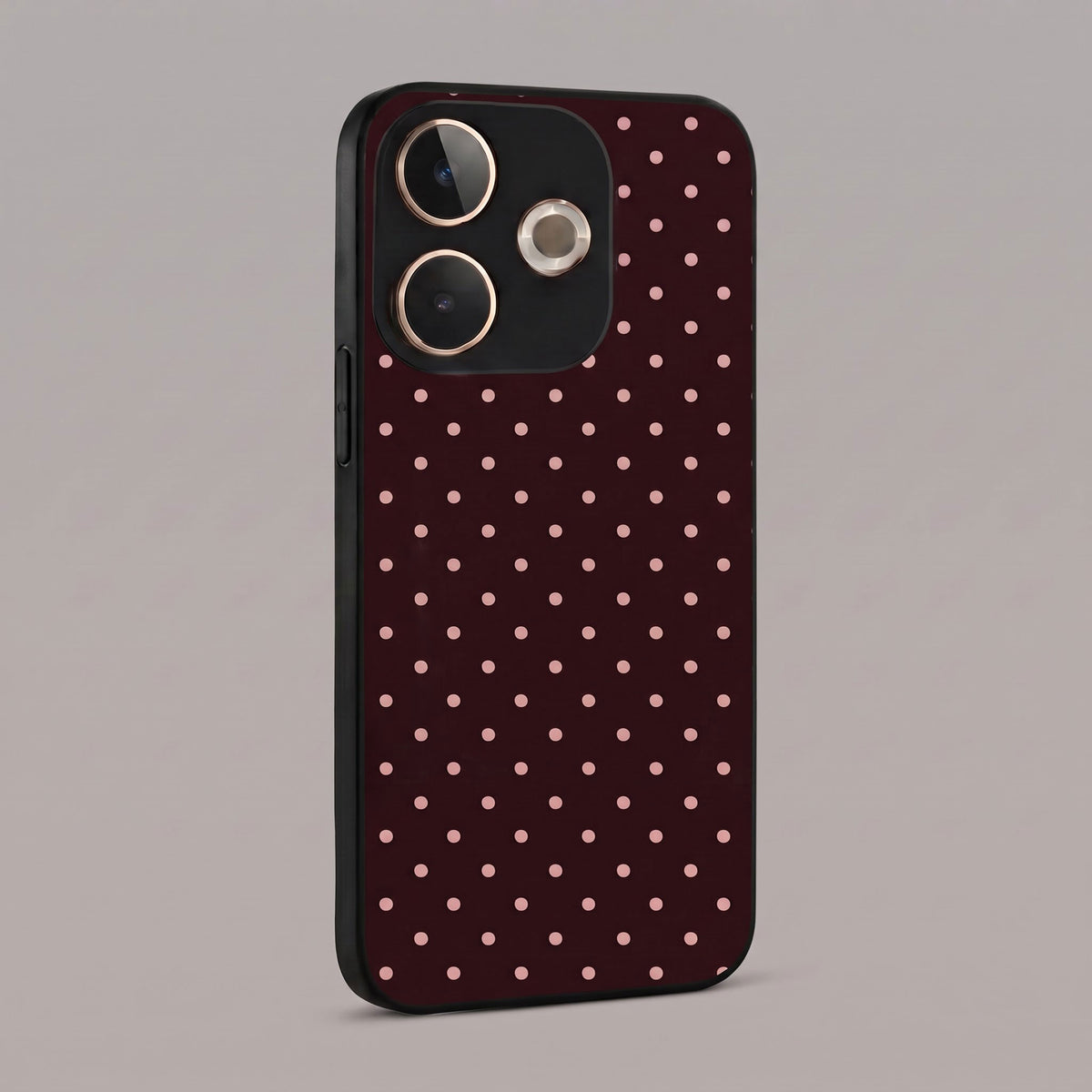 Oppo A5 Pro 5G Aesthetic Classic Maroon & Soft Pink Polka Dot Acrylic Back Cover