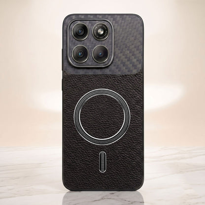 Motorola Edge 60 Pro 5G Carbon Fiber Leather Hybrid MagSafe Magnetic Case