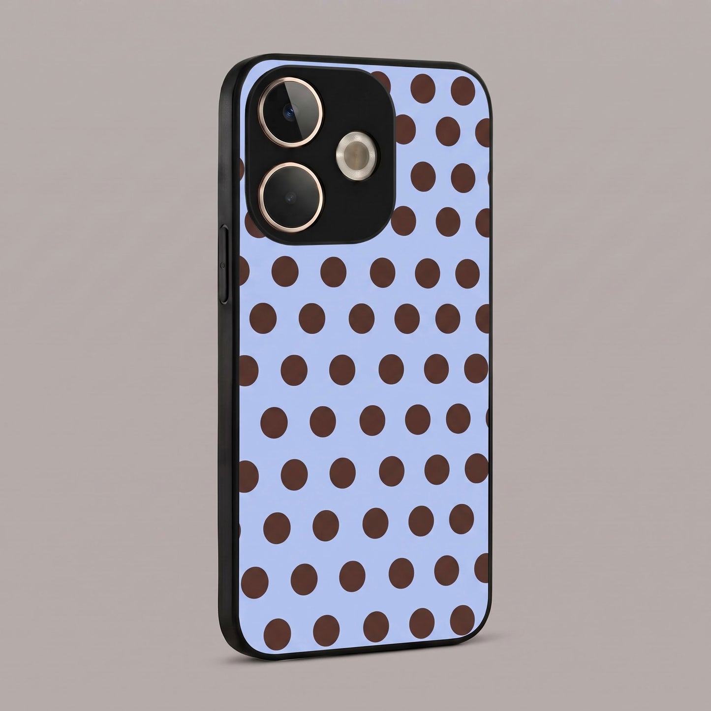 Oppo A5 Pro 5G Aesthetic Light Blue and Brown Polka Dot Acrylic Back Cover