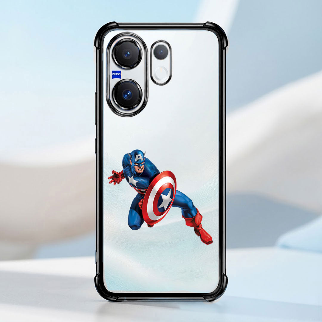 Vivo X200 FE 5G Premium 3D Spot UV Captain America Sticker Shockproof Airbags Case