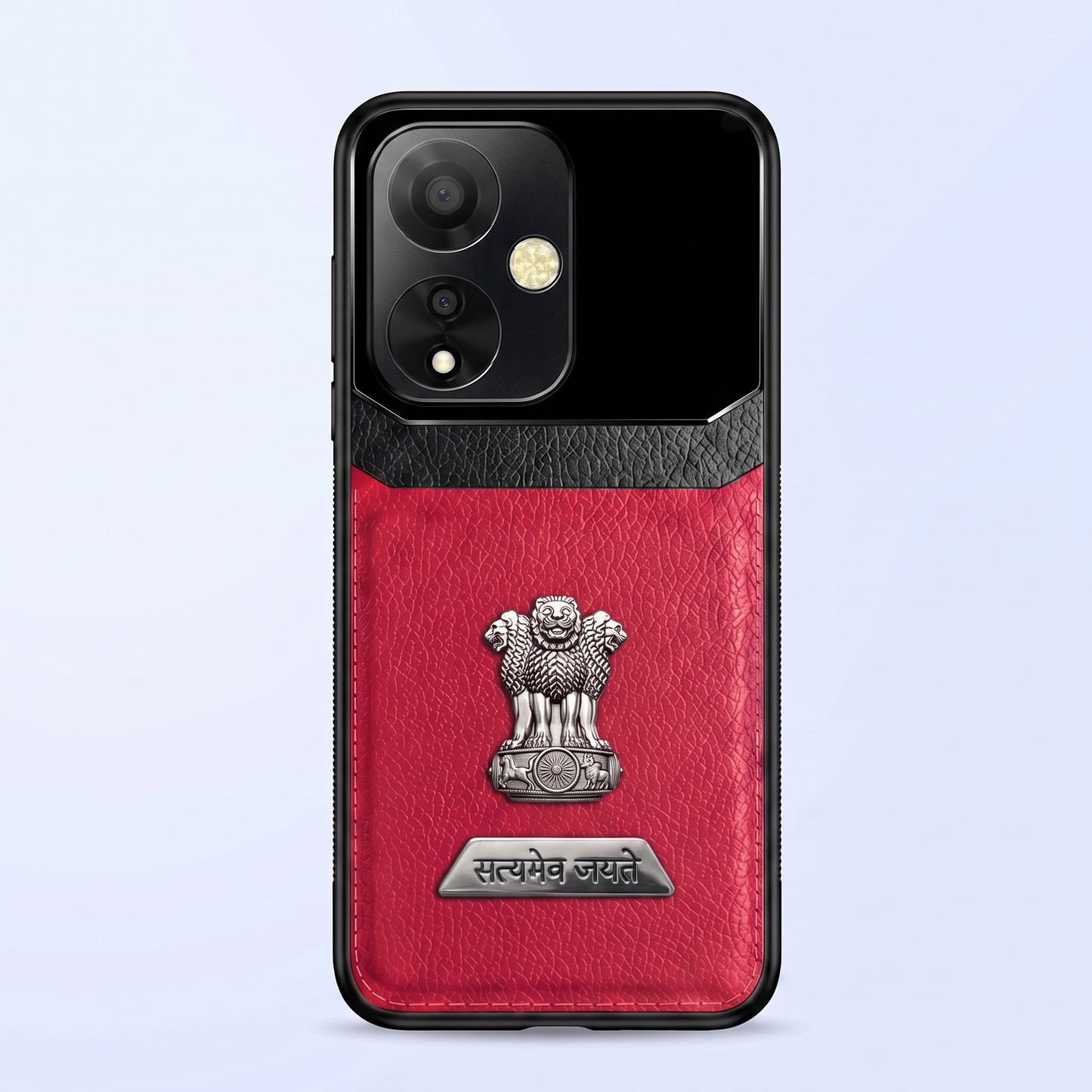 Oppo A59 5G Satyamev Jayate 2-in-1 Emblem Leather Lens Protective Back Case