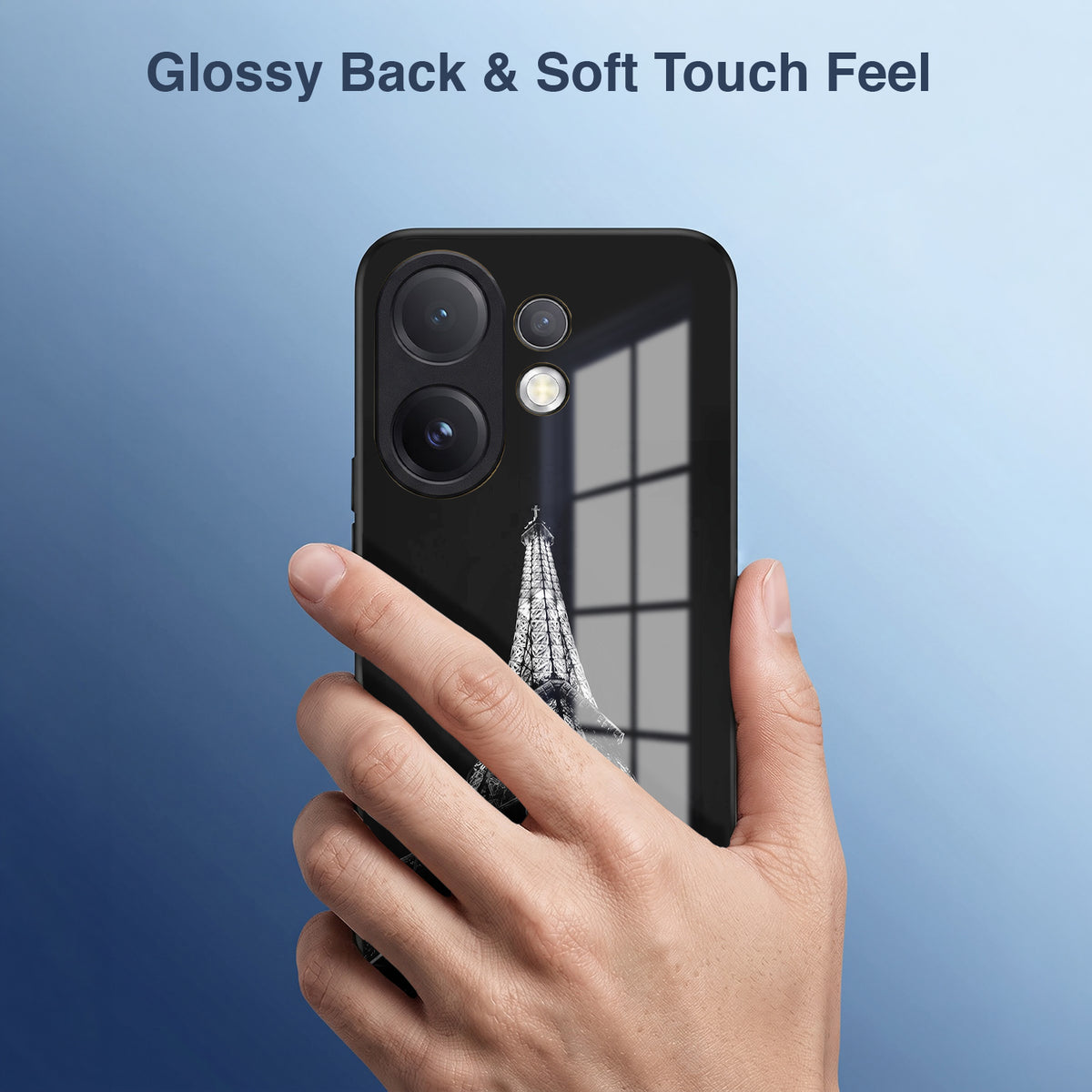 Vivo V60 5G Premium Acrylic Shockproof Glass Back Case (Eiffel Tower)