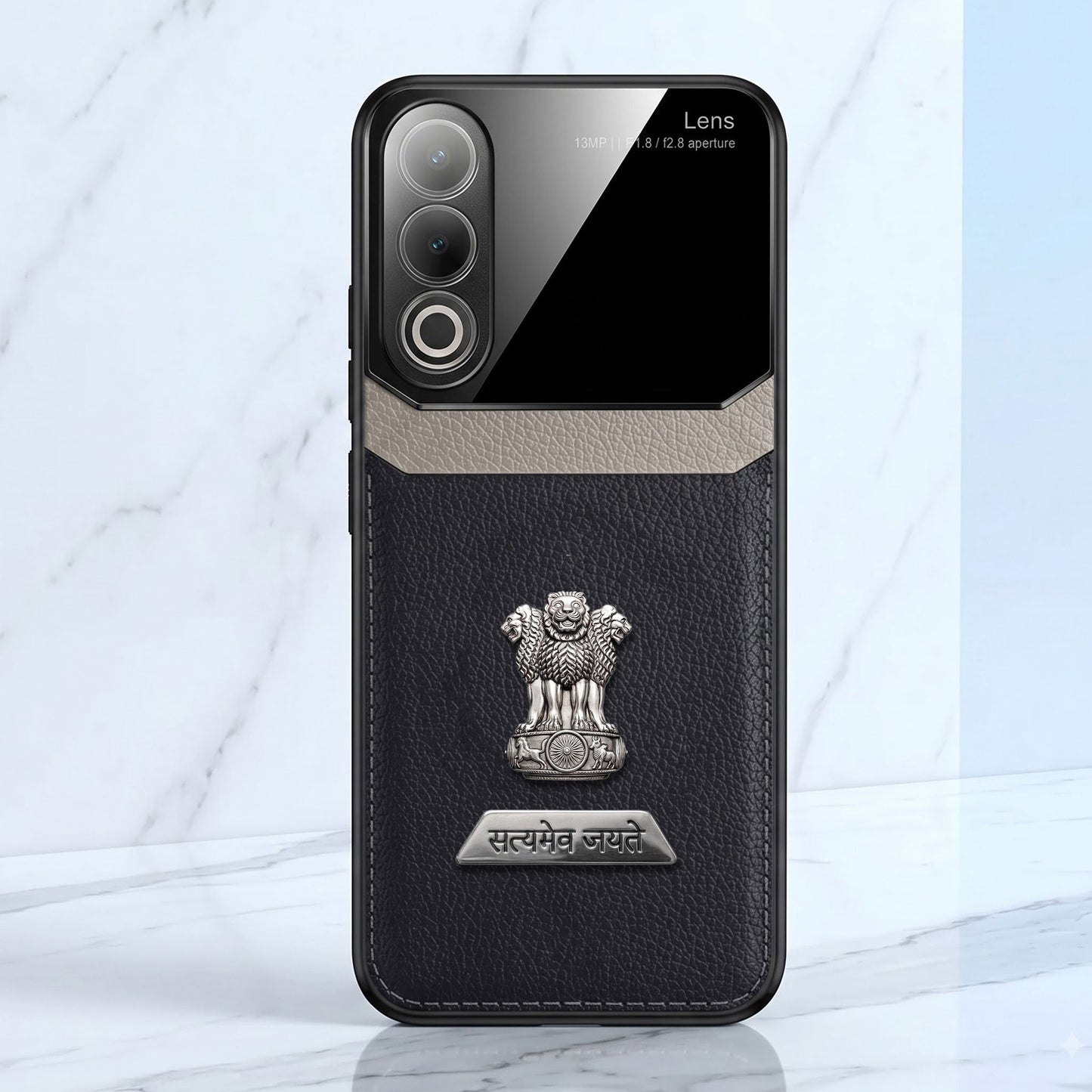 Oppo K12x 5G Satyamev Jayate 2-in-1 Emblem Leather Lens Protective Back Case