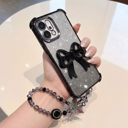 Oppo Reno 14 5G Luxury Shimmer Airbag Bow Stand Case with Charm Strap