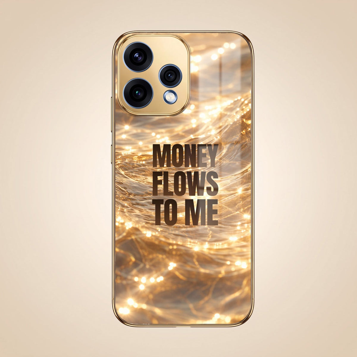 Oppo Reno 15 5G Money Flows To Me Gold Electroplated Glass Phone Back Case
