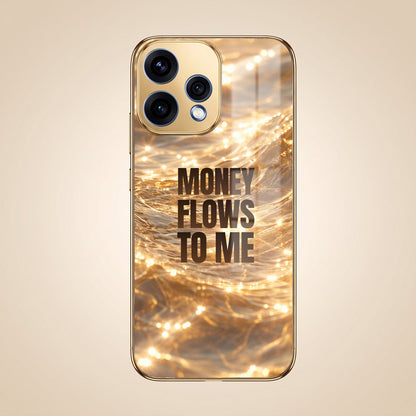 Oppo Reno 15 5G Money Flows To Me Gold Electroplated Glass Phone Back Case