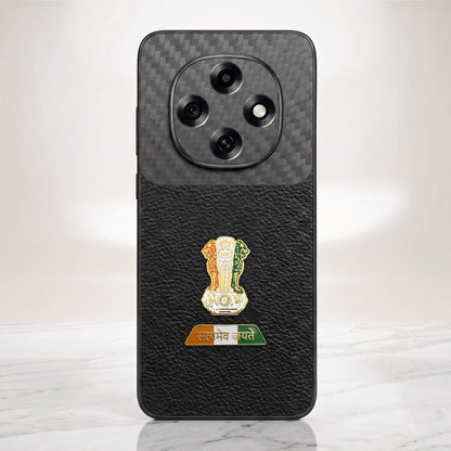 Oppo F31 Pro 5G Tri-Color Satyamev Jayate Carbon Fiber Leather Hybrid Phone Case