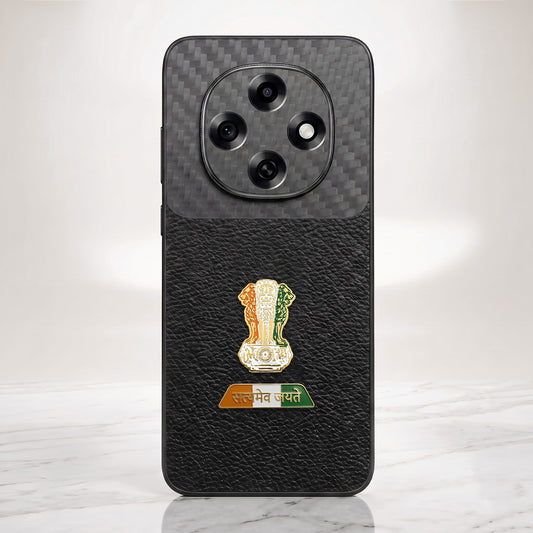Oppo F31 Pro 5G Tri-Color Satyamev Jayate Carbon Fiber Leather Hybrid Phone Case