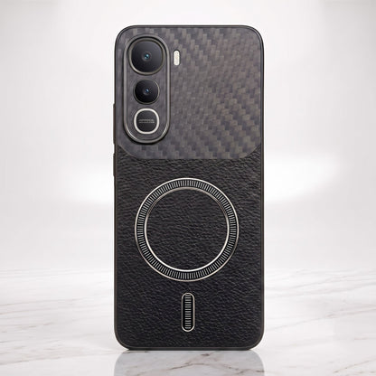 Vivo Y400 Pro 5G Carbon Fiber Leather Hybrid MagSafe Magnetic Case