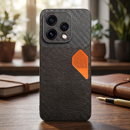 Oppo Reno 15 5G Carbon Fiber Heat Dissipation Leather Hybrid Phone Case
