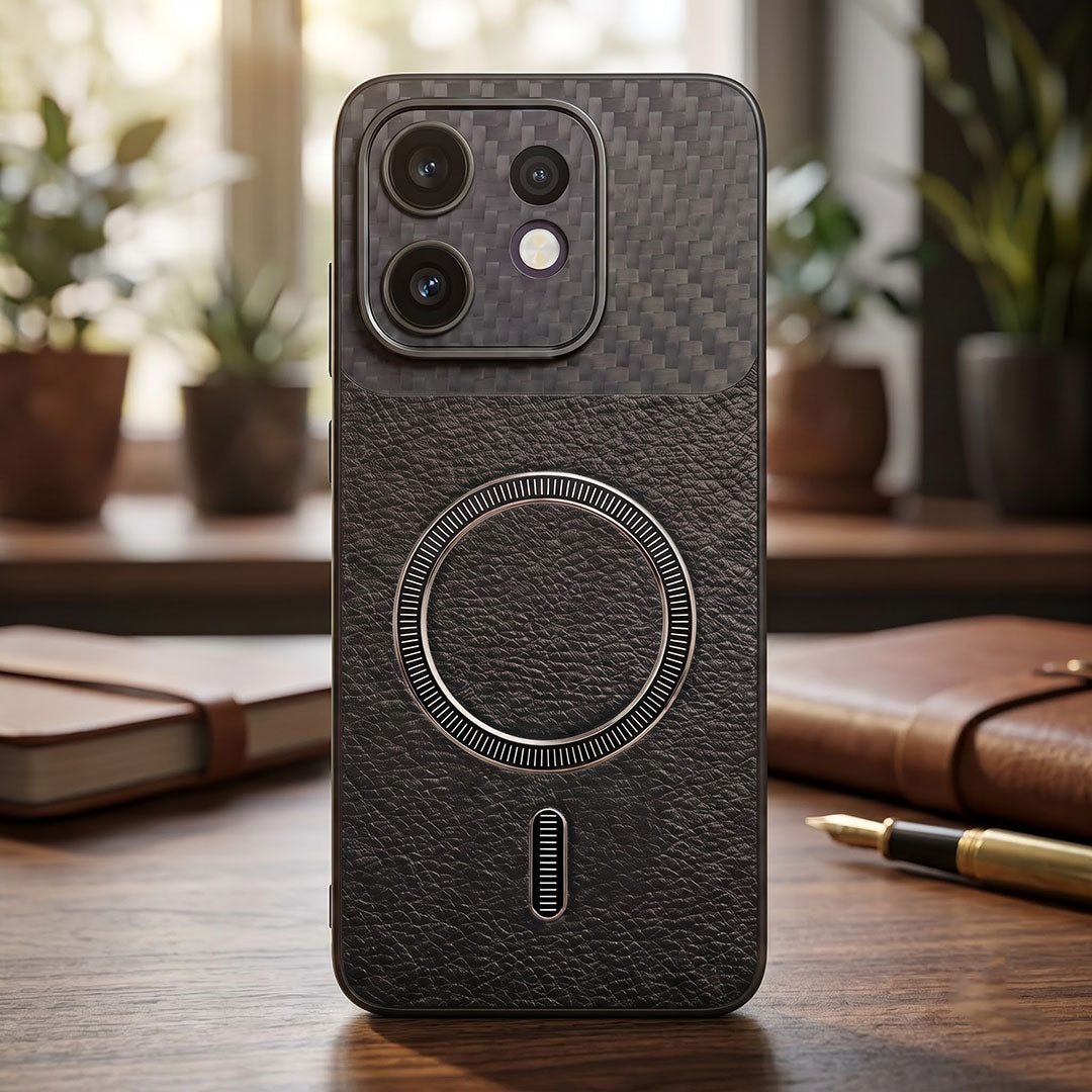Oppo Reno 16 5G Carbon Fiber Leather Hybrid MagSafe Magnetic Case