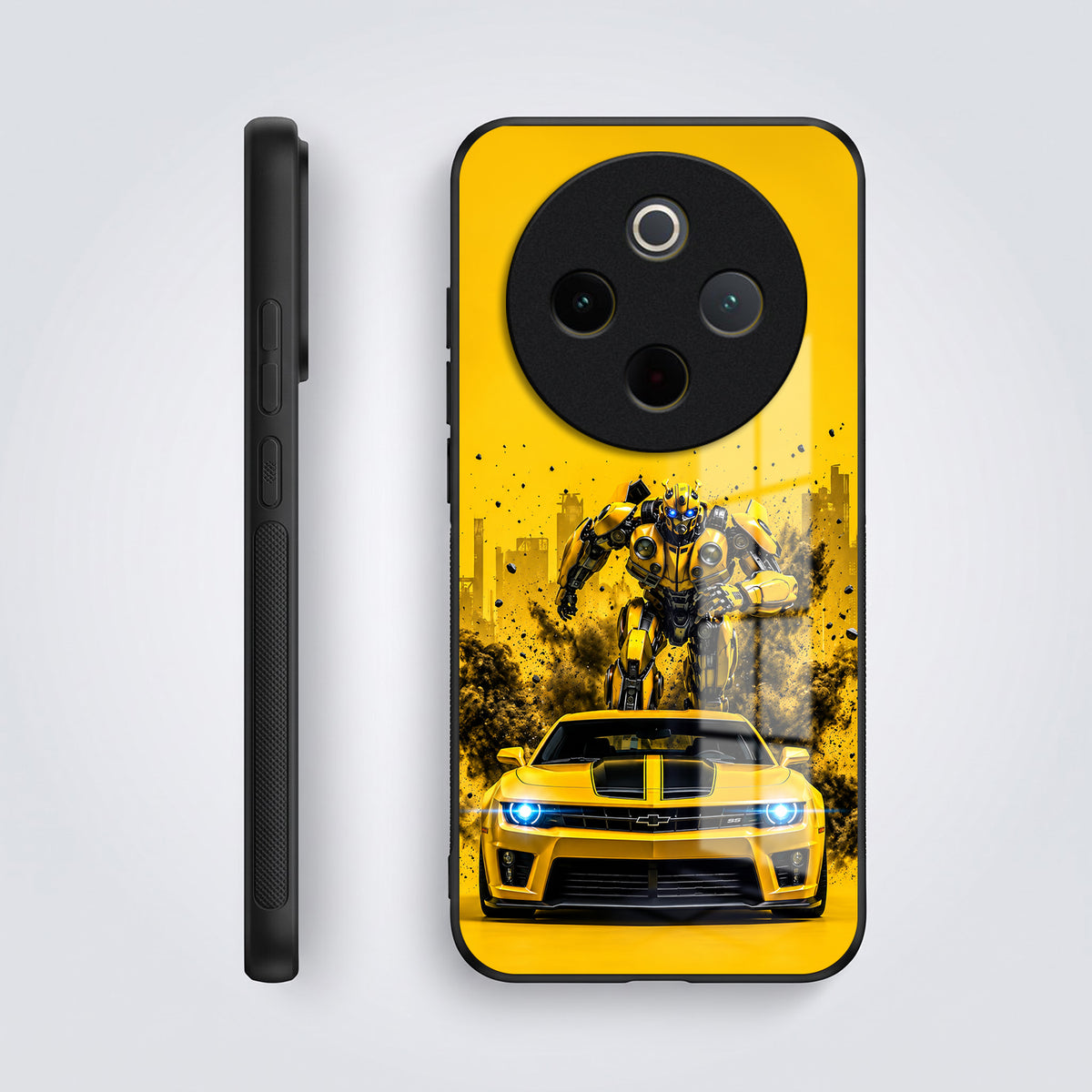 Vivo T4 5G Yellow Transformers Car Acrylic Glass Back Case