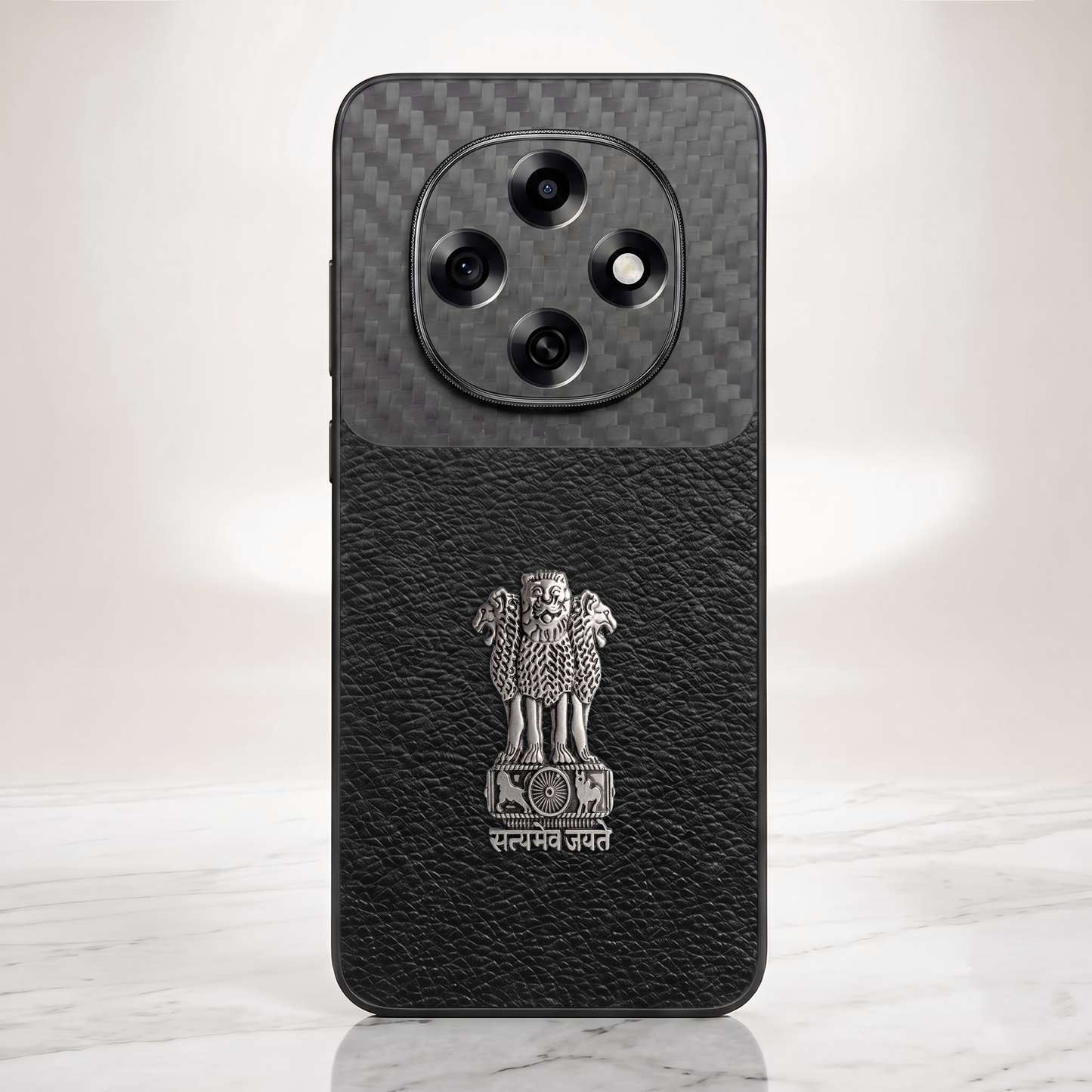 Oppo F31 Pro 5G Satyamev Jayate Carbon Fiber Leather Hybrid Phone Case