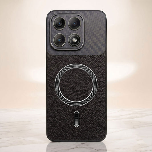 Motorola Edge 70 Pro 5G Carbon Fiber Leather Hybrid MagSafe Magnetic Case