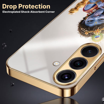 Samsung Galaxy A56 5G Bal Krishna Blessings Gold Electroplated Glass Phone Back Case