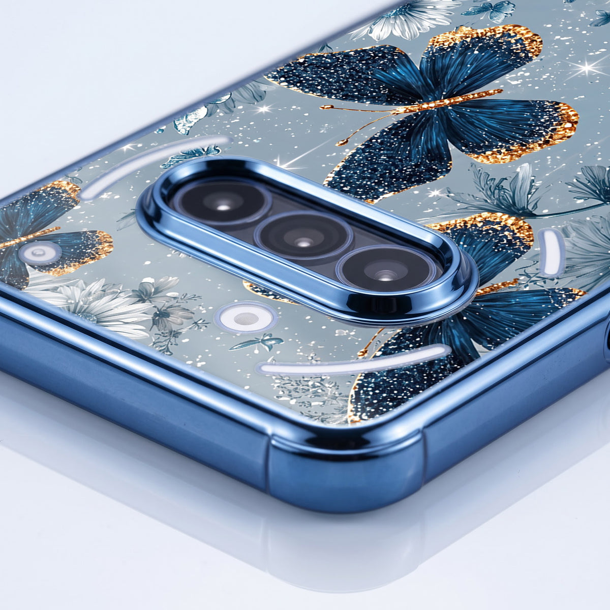 Nothing Phone 3a 5G Blue Butterfly Floral Airbags Printed Back Case