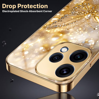 Oppo Reno 15 5G Golden Butterfly Gold Electroplated Glass Phone Back Case