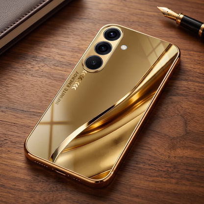 Samsung Galaxy A36 5G Luxury Infinity Energy Gold Electroplated Glass Phone Case