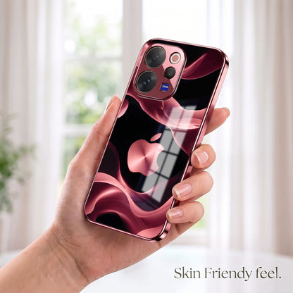 Vivo V70 5G Luxury Wave Pink Electroplated Glass Phone Back Case