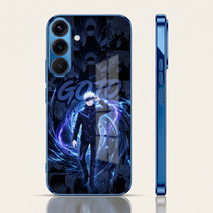 Samsung Galaxy A36 5G Jujutsu Kaisen Blue Electroplated Glass Phone Back Case