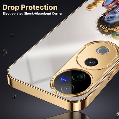 Vivo V40 Pro 5G Bal Krishna Blessings Gold Electroplated Glass Phone Back Case