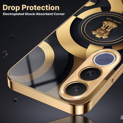 Vivo V70 FE 5G Royal Emblem Gold Electroplated Glass Phone Back Case