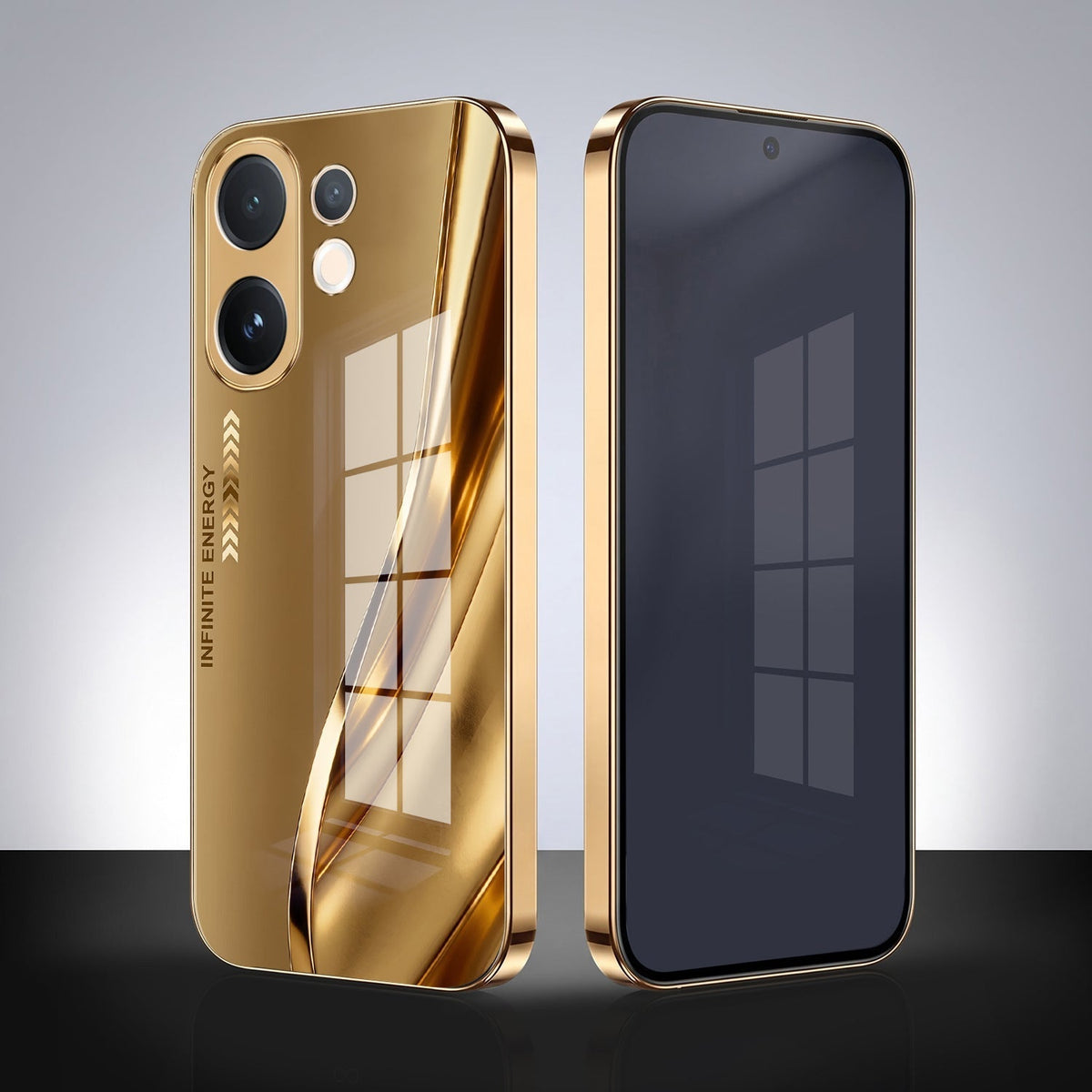 Vivo X200 FE 5G Luxury Infinity Energy Gold Electroplated Glass Phone Case