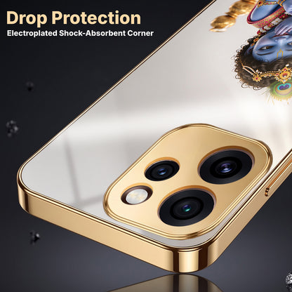 Oppo Reno 15 Pro Mini 5G Bal Krishna Blessings Gold Electroplated Glass Phone Back Case