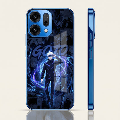 Oppo Reno 14 5G Jujutsu Kaisen Blue Electroplated Glass Phone Back Case