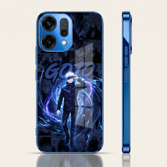 Oppo Reno 14 5G Jujutsu Kaisen Blue Electroplated Glass Phone Back Case